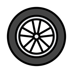 Fototapeta premium tires icon line color , car, automobile 