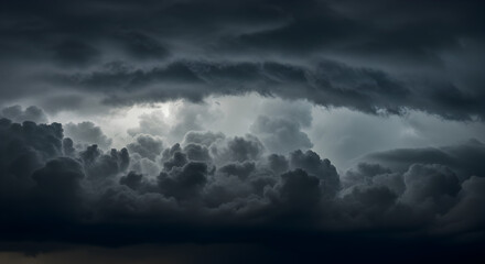 Obraz premium Ominous Dark Storm Clouds Formation in a Dramatic Sky, Threatening Weather and Natural Forces