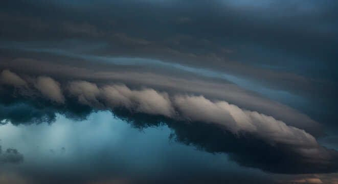 Dramatic Dark Sky with Turbulent Shelf Cloud Formation