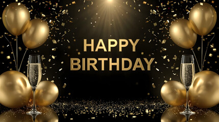 Happy Birthday Luxury Gold & Black