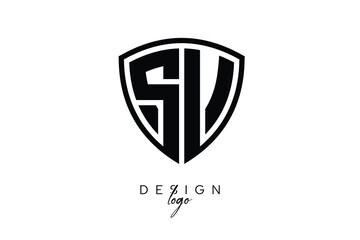 SV  Shield Letter Logo Modern Monogram Emblem for Security, Sports, Corporate & Premium Branding