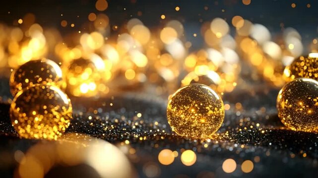 Golden spheres sparkling decor