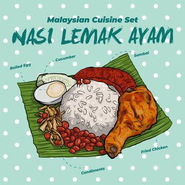 Nasi Lemak Ayam with condiments