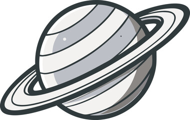 Gray saturn planet with rings outer space celestial body cosmic galaxy astronomy