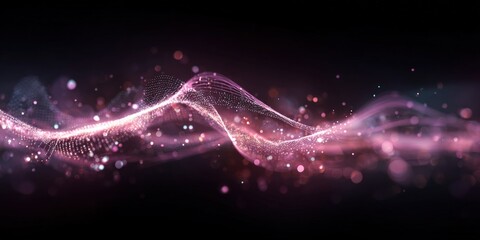 Abstract swirling pink particles on dark background