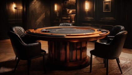 Dark, luxurious poker room