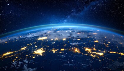 Fototapeta premium Earth at night, city lights, space
