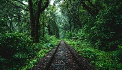 Lush rainforest railroad