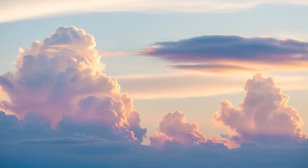 Pastel Clouds Illuminated by Golden Light in a Serene Sky