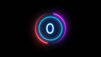 Countdown timer 0 seconds. Neon countdown number illustration.