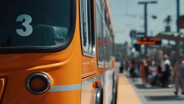 Orange bus at a station (1)