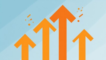 Three upward-pointing orange arrows against a light blue background with subtle shading