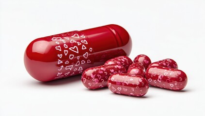 Red capsule medicine scattered