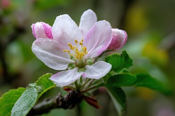 Obraz premium Close-up of a delicate pink apple blossom (4)