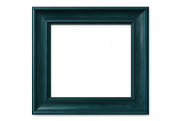 Dark teal blue wooden frame featuring clean lines, isolating against transparent background for displaying artwork or photography prints