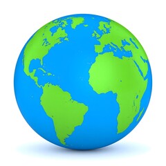 Naklejka premium Simple 3D Earth Globe with Green Continents