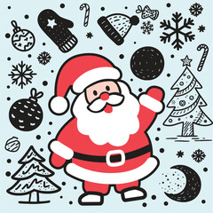 Santa Claus and Holiday Elements Illustration