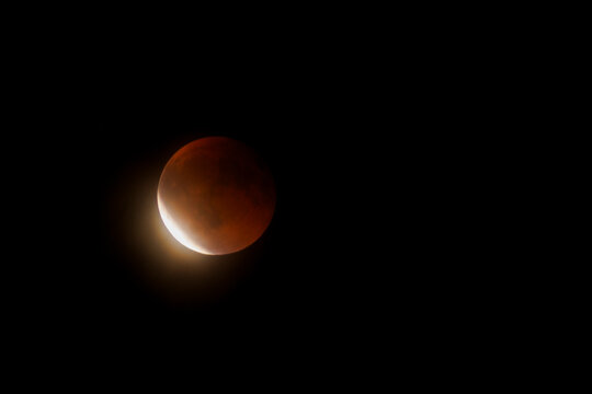 Lunar Eclipse on Sunday 7 September, 2025. Shot with an 800mm lens from Mtarfa in Malta.  Here the Moon has just started to exit the Earth's shadow