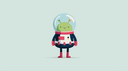 Funny green alien vector wearing space helmet