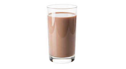 A Refreshing Glass of Chocolate Milk Against a Transparent Background, Perfect for Illustrating Dairy Consumption, Beverage Choices, and Healthy Drink Options