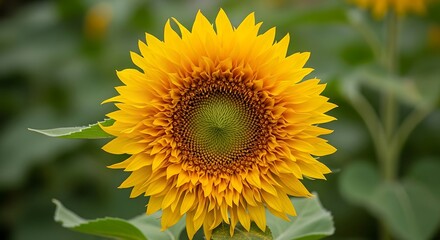 Fototapeta premium Close-up of a stunning sunflower in full bloom, showcasing its vibrant beauty.