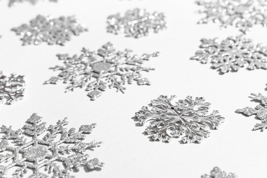 Beautiful decorative snowflakes on grey background - Powered by Adobe