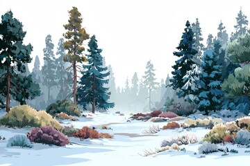 Winter forest landscape