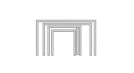 Nested Rectangular Frames in Black Outline, Minimalist Design