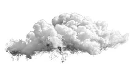 A dynamic cloud of smoke isolated on a transparent background.