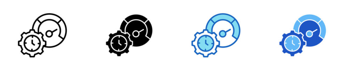 Time Efficiency  Icon Set Multiple Style Collection