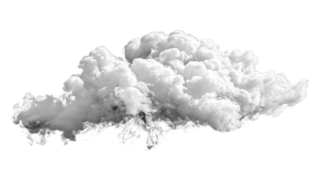 A dynamic cloud of smoke isolated on a transparent background.