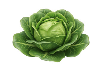 Obraz premium A Verdant Head of Cabbage, Illustrating the Beauty of Fresh Produce and the Essence of Healthy Eating, Captured in a Detailed Still Life Against a Plain Background