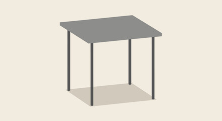 Simple Gray Flat Table with Straight Legs