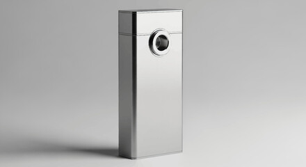 Sleek polished silver metallic rectangular USB flash drive with a distinctive circular port