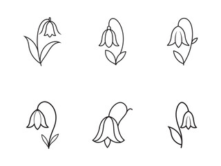Fototapeta premium Minimalist Bellflower Line Art Illustration of Delicate Floral Designs for Botanical Prints and Creative Projects with White Background