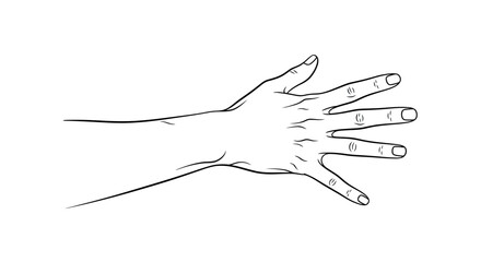 Detailed Black and White Hand Reaching Outwards, Open Palm