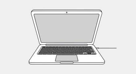 Open White Laptop with Gray Screen and Keyboard
