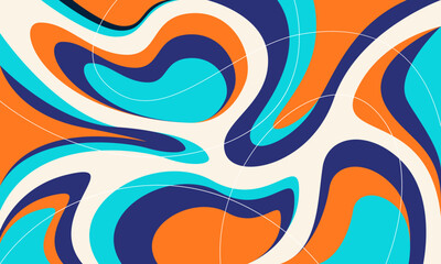 Orange blue teal wavy shapes