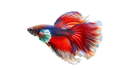 Fototapeta premium Siamese Fighting Fish: Red, Blue, and White Elegance