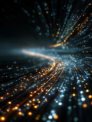 Fototapeta premium Digital Network: A dynamic depiction of data streams converging and flowing through an intricate digital network, a vibrant visualization of connectivity, technology, and the digital age.