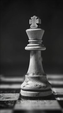 Chess piece isolated, emphasizing strategy and game dynamics. The king in chess represents the player's ability to make tactical decisions.