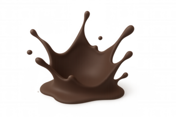 Chocolate crown splattering energetically, releasing delicate droplets, revealing luxurious texture against transparent surface