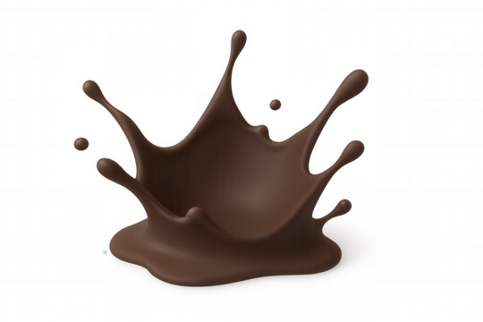 Chocolate crown splattering energetically, releasing delicate droplets, revealing luxurious texture against transparent surface - Powered by Adobe