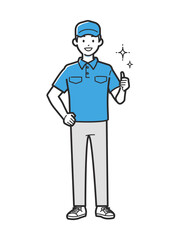 Young Delivery Man Thumbs Up Vector Illustration