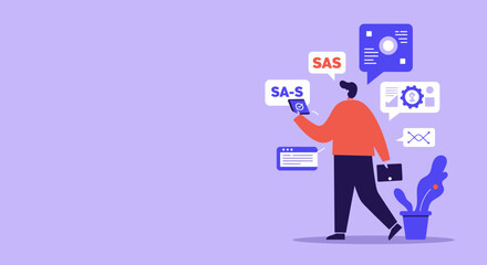 Businessman using a tablet to manage data analysis and software services. Concept of digital transformation, business intelligence, and cloud computing solutions.