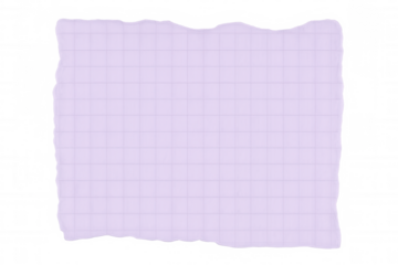 Torn sheet of purple squared paper isolated on transparent background, useful as a graphic element