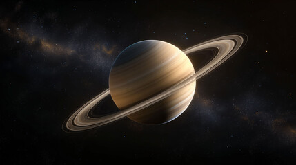 宇宙空間に浮かぶ美しい土星のグラフィック素材