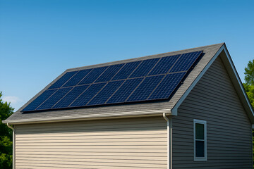Naklejka premium Rooftop Solar Panels on Suburban House