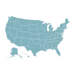 Abstract rendition of the United States map with a striking and modern color palette