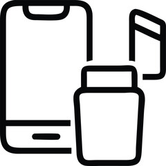 Obraz premium Black outline phone, credit card, and bank card for financial concepts